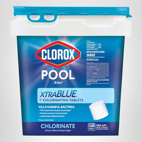 Clorox® Pool&Spa™ XtraBlue 1” Swimming Pool Chlorinating Tablets, Kills Bacteria & Stops Algae, Perfect for Small Pools (5 LB)