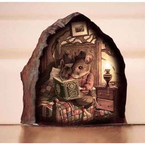 New 3D Mouse Hole Realistics Wall Sticker, Mouse in a Hole Wall Decal Fun Art, Water Proof Funny Stickers for Bedroom Nursery Wall Decor, Wall Treatments and Supplies, Wall Stickers and Murals