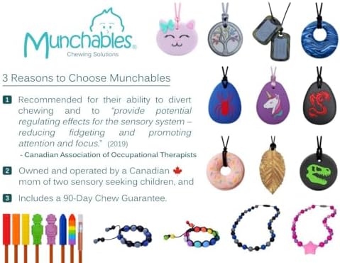 Munchables Dragon Sensory Chew Necklace - Chewy Fidget Stim Toy Jewelry for Boys and Girls (Red/Black)