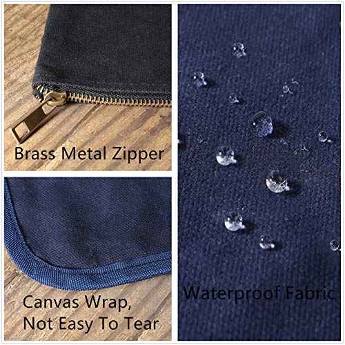 Tool Pouch, Heavy Duty 16oz Waxed Canvas Metal Zipper Tool Bags, Water Resistant, Durable, 4pc Set (7.6x4.5 inches)
