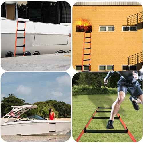 Fire Escape Ladder,32 FT Emergency Portable Safety Ladder,Extension Rope Ladder with 2 Hooks,2-3 Story Homes Reusable Safety Rope Ladder for Window Balcony Tree House