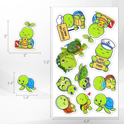 50 Pack Pcs Sea Turtle Stickers for Water Bottles Waterproof Vinyl Laptop Luggage Scrapbooking Computer Phone Case Cute Animal Sticker Packs Adults Teens Aesthetic Small Decals