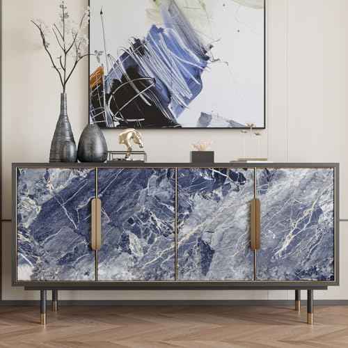 CRE8TIVE Navy Grey Cracked Marble Contact Paper for Kitchen Countertops 12"x80" Adhesive Matte Marble Wallpaper Peel and Stick Waterproof Granite Countertop Contact Paper for Bathroom Cabinets Drawers
