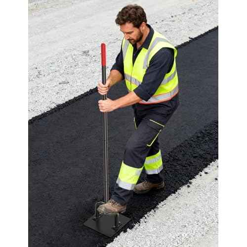 Heavy Duty 10"x10" Steel Tamper Tool with 57" Long Handle and Rubber Grip, Hand Compactor Tool for Soil, Gravel, Asphalt, Driveway, Sidewalk and Paver Base Leveling