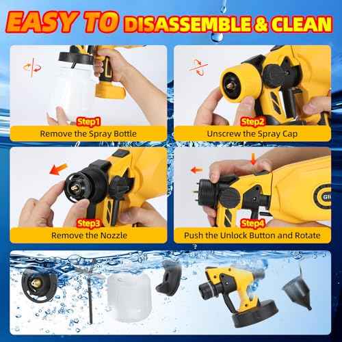 Cordless Paint Sprayer for Dewalt 20V MAX Battery, Electric Spray Paint Gun for House, 4 Copper Nozzles, Paint Spray Gun with Power Display, Paint Sprayers for Home Interior and Exterior (No Battery)