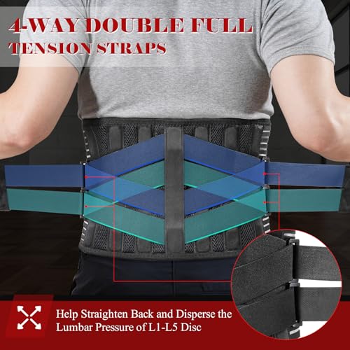 Back Brace for Women Men Lower Back Pain with 7 Bionic Metal Stays, Strong Support for Herniated Disc, Sciatica, More Pain Relief! Breathable Work Back Support Belt for Heavy Lifting M(33"-39")