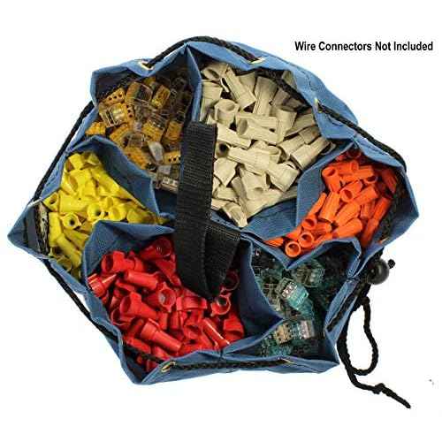 IDEAL Electrical 35-655 Small Parts/Tools Bag Portable Tool Kit Carry Bag with Loop Handles, 5 in. Divider Pockets, Drawstring Opening