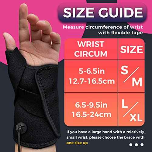Hand Heating Pad for CMC Joint Thumb Arthritis, Heated Wrap Brace Splint Provides Support and Compression for Right Left Hand. Helps Men Women with Carpal Tunnel Relief, Wrist Pain, Tendonitis