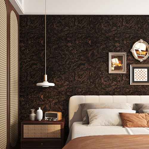 FunStick Bronze Black Concrete Wallpaper Peel and Stick Textured Metallic Wallpaper for Bedroom Bathroom Waterproof Removable Cement Concrete Contact Paper for Walls Countertops Cabinets Thick 16"x80"