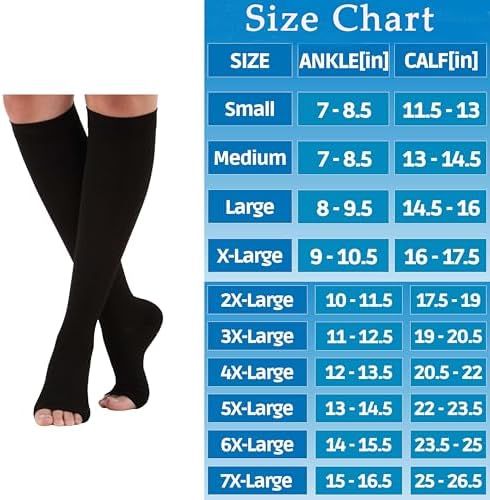 ABSOLUTE SUPPORT Medical Compression Socks for Women & Men 30-40mmHg, Open Toe, Made in USA A311