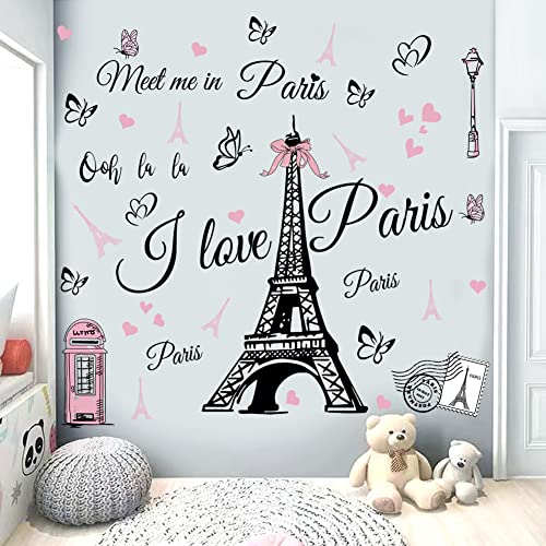 Paris Eiffel Tower Wall Stickers - Peel and Stick Decal for Bedroom, Living Room, Sofa Backdrop, TV Wall Decoration - Home Decor Art