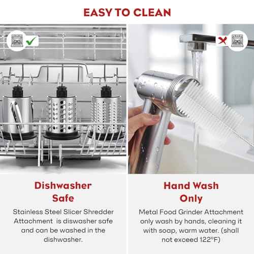 Meat Grinder & Slicer Shredder Attachments for KitchenAid Stand Mixer, Metal Meat Grinder with Sausage Stuffer Tubes, Cheese Grater, 2 Pcs Attachment Set for KitchenAid Mixers