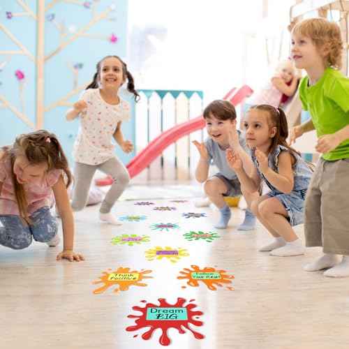 Large 11" Motivational Inspirational Floor Stickers for Classroom Decorations, Positive Saying Hopscotch Game Floor Decals, Back to School Wall Decor Sticker Decal for Kindergarten Preschool (B)