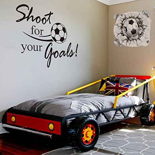 Soccer Wall Decal 3D Soccer Wall Decor Stickers for Room Decor Football Stuff Shoot for Your Goals Football Sticker for Kid Boy Bedroom Art Decoration