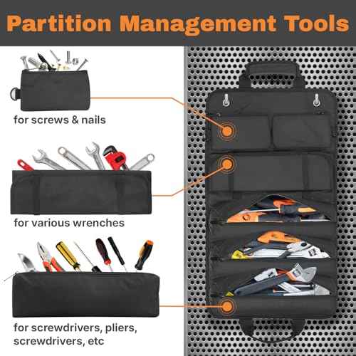 Tool Roll Bag, Heavy Duty 1680D Waterproof Roll Up Tool Organizer, 6 Detachable Pouches, Portable Tool Storage for Mechanics, Electricians, DIY & Home Renovation ? 25.1"x14.9"