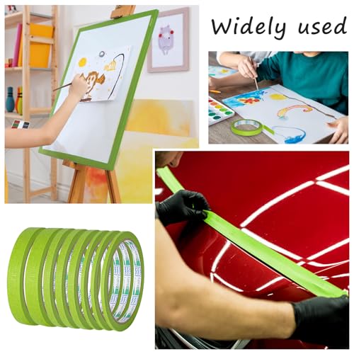 8Rolls Fine Line Tape Thin Painters Tape Total 160yards Pinstripe Masking Tapes 1/8, 1/4, 1/2 inch Width Art TapeSmart Selection Painter Adhesive Automotive for DIY Car Auto Paint (Green, Mixed Sizes)