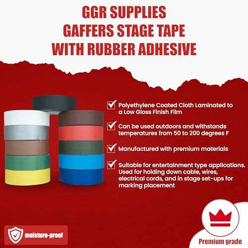GGR Supplies T.R.U. CGT-80 Black Gaffers Stage Tape with Rubber Adhesive, 1/2 in. Wide x 60 Yards Length, 12MIL Thickness (Pack of 1)