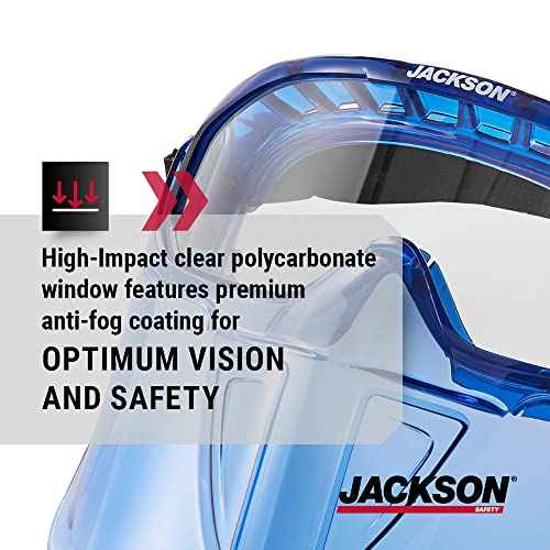 Jackson Safety 21000 - Safety Goggle - Gpl500 Premium Series - Clear Lens - Anti-fog - With Flip-up Detachable Face Shield - Blue Body