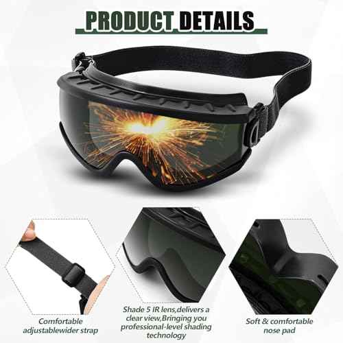 Welding Goggles Welding Safety Glasses Shade 5 IR Lens Cutting Torch Goggles Brazing Glasses for Men Eye Protection