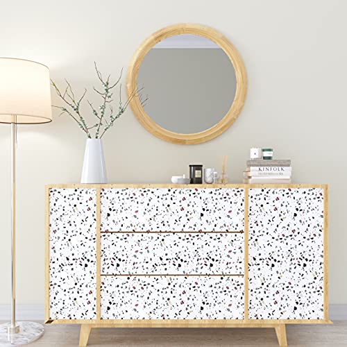 Decotalk Terrazzo Contact Paper for Countertops Waterproof Terrazzo Peel and Stick Wallpaper Countertop Contact Paper Removable Vinyl Wallpaper for Kitchen Decorative Matte Granite Vinyl Wrap 12"x120"