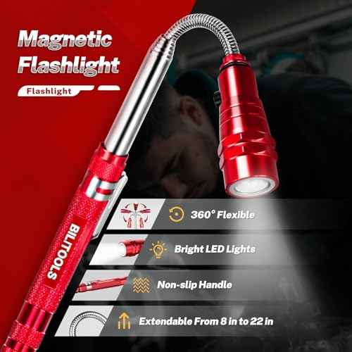 BILITOOLS 6 Piece Telescoping Magnetic Pickup Tool Set, Extendable Mechanic Magnet Retrieval Tool Set Ideal Father's Day Gifts Gift for Men Dad Husband & Brother