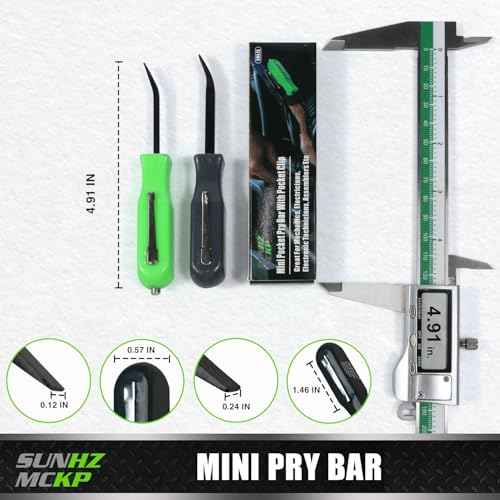 SUNHZMCKP 2 PCS Pocket Pry Bar Set, 5 Inch Small Pry Bar Tool with Pocket Clip and Magnet Top, for Home Office, Electronics, Car Gadgets and Mechanics Repair