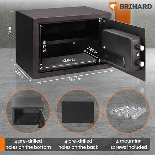 Family Biometric Safe 9.84"H x13.78"W x 9.84"D with Fireproof Bag, Fingerprint Safe Box 0.71Cubic Feet with Removable Shelf, Digital Safe for Home, Secure storage for Money, Documents A4