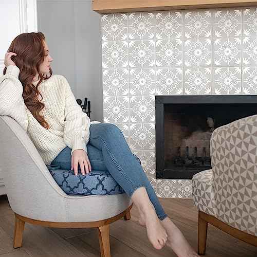 Zonon 4 Pieces Reusable Tile Stencil Floor 12 x 12 Inches Wall Templates Tile Pattern Stencil Drawing Templates for DIY Scrapbooks Wall Floor Fabric Decors(Trendy Style)