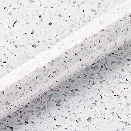 Livelynine White Granite Contact Paper for Countertops Waterproof Peel and Stick Countertops Kitchen Wallpaper Adhesive Counter Top Vinyl Wrap Desk Cover Table Laminate Countertop Sheets 15.8x78.8