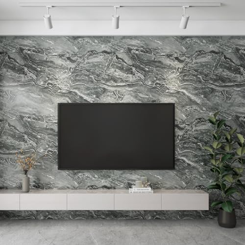 LACHEERY Dark Grey Marble Contact Paper for Countertops Matte Silver Gray Marble Contact Paper Peel and Stick Marble Countertop Waterproof Self Adhesive Marble Wallpaper for Walls Cabinets 15.8"x80"