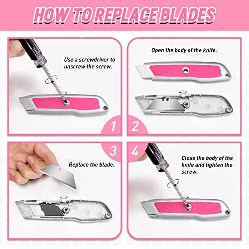 DIYSELF 2 Pack Box Cutters, Aluminum Utility Knife, Box Cutter Retractable, Sturdy Razor Knife for Cardboard, Boxes, Packages, Papers, Cartons, Navajas de Trabajo