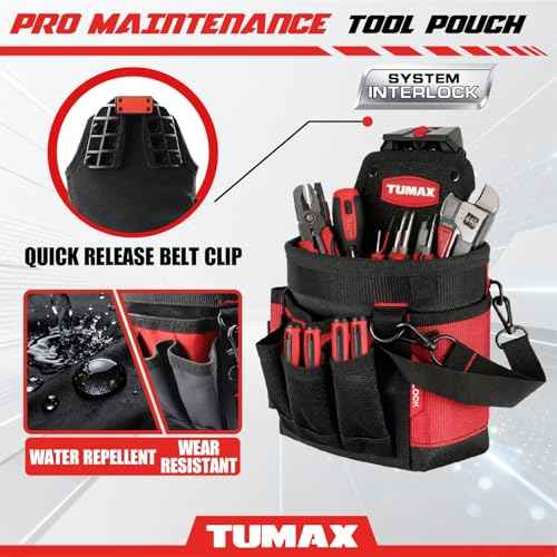 Electrician Tool Pouch, 15 Pockets Tool Belt Pouches with Quick Release Belt Clip, Utility Mini Tool Organizer Pouch for Carpenter, Construction, Technician