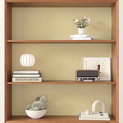 Rattan Wallpaper Peel and Stick Faux Fabric Wallpaper Brown Rattan Contact Paper Self Adhesive Removable Contact Paper for Cabinets Bedroom Walls Furniture Vinyl Renter Friendly 15.7"¡¿78.7"