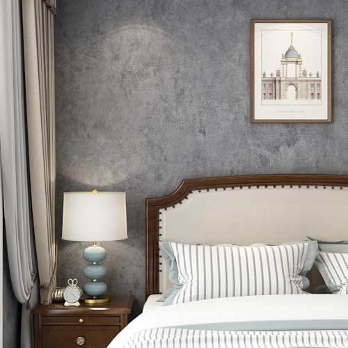 16"¡¿118" Thick Dark Blue Grey Concrete Wallpaper Peel and Stick Waterproof Glossy Textured Gray Concrete Contact Paper Vinyl Wrap Self Adhesive Cement Tile Sticker for Countertops Kitchen Walls