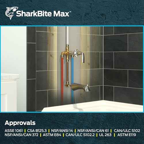 SharkBite Max Shower and Tub Connection Kit, Push to Connect Brass Plumbing Fittings, PEX Pipe, Copper, CPVC, PE-RT, HDPE, UR25567