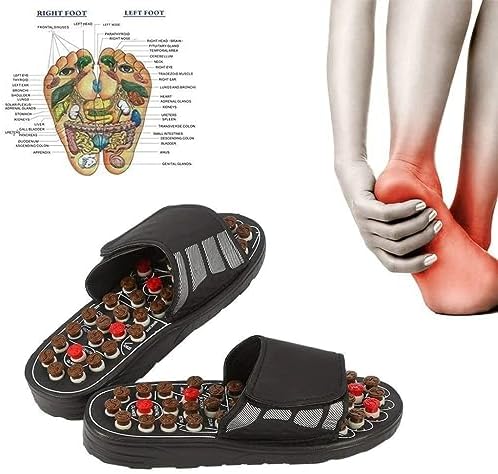 Reflexology Foot Pressure Point Massage Tools Mat Massage Slippers Slides Sandals Shoes, Back Knee Feet Arch Heel Pain and Tension Relief Products Gifts (S-Men(5.5-6.5) Women(7-8), 1Pair)