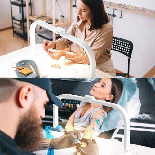 Upgrade Large Half Moon Light for Nail Desk with Phone Holder for Nail Lamp, Arch Moon Light Tech Perfect for Professional Manicure (White, Large)