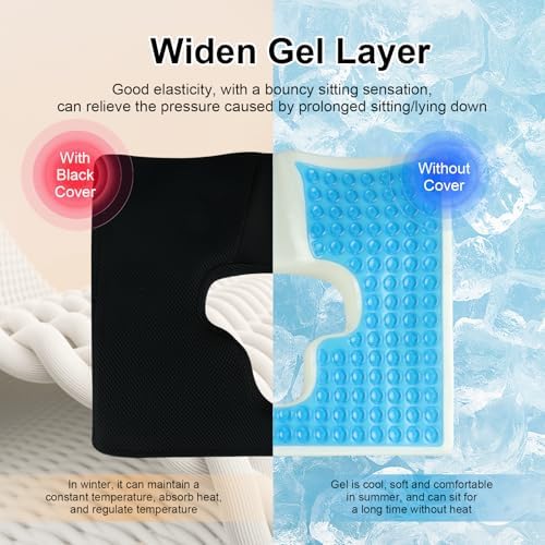 Bed Sore Cushions for Butt, Breathe Freely Fiber Bedsore Pressure Relief Pillow, T Shaped Opening Triangular Slope Design, Anti Decubitus Cushion for Elderly, Bedridden, Disabled (with Black Cover)