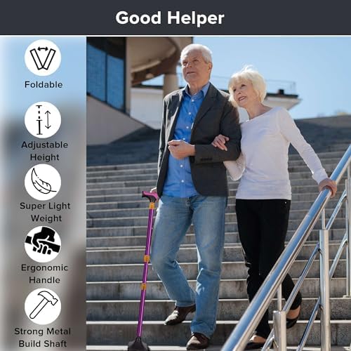 LIXIANG Walking Cane for Women for Stability Seniors Balance Folding Foldable Canes for Men Heavy Duty Adjustable Travel Collapsible Fashionable Fancy Decorative Unique Cool Cane