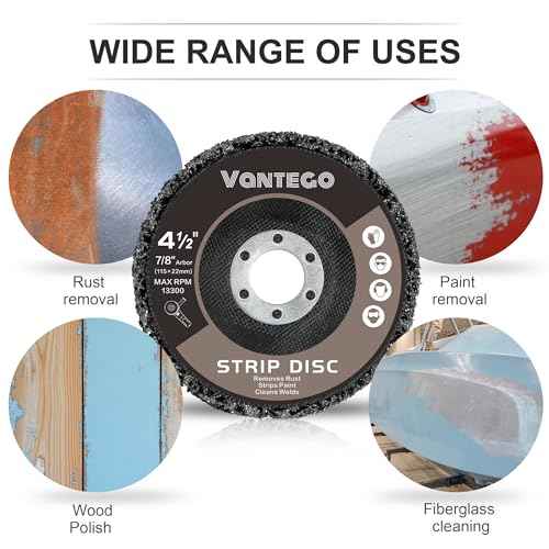 Vantego 10-Pack 4-1/2" Paint Stripping Discs, 5 Purple & 5 Black for Angle Grinder, Efficient Rust, Paint, and Adhesive Removal on Metal and Wood