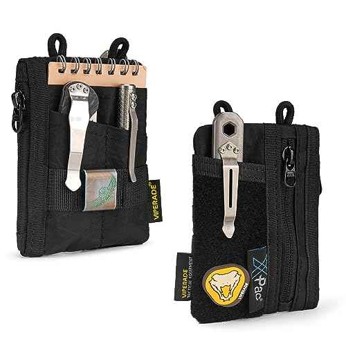 VIPERADE VE18-S Small EDC Pouch, Mini EDC Pocket Organizer for Men, EDC Pocket Organizer, 3 Slots with 2 Zipper Pockets Multitool Pouch