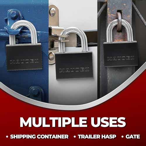 Maudex¢ç PDK73 Heavy Duty Padlock with 5 Keys - 13mm Cut-Resistant Shackle, Steel Body Protection | High Security Lock for Sheds, Storage Units, Trucks