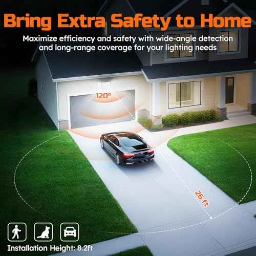 CLAONER LED Security Lights Motion Sensor Outdoor, Dusk to Dawn 20W 3000LM Floodlight 6500K 3 Modes, IP65 Waterproof 3 Head Detected Flood Light for Garage, Yard, Door, Porch, Patio (2 Pack)