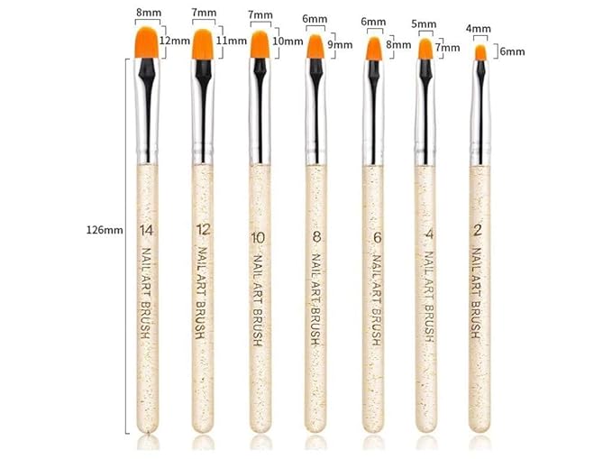 7Pcs Uv Gel Nail Brush, Poly Extension Gel Brush, Nail Art Tips Builder Painting Pen Set(No.2/4/6/8/10/12/14)