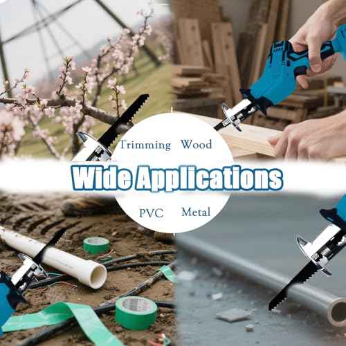Reciprocating Saw for Makita 18V LXT Battery, One-Handed Cordless Recipro Saw 0-3000 RPM Variable Speed, Easy Blade Change, 4 Blades for Wood/Metal/PVC Cutting(No Battery)