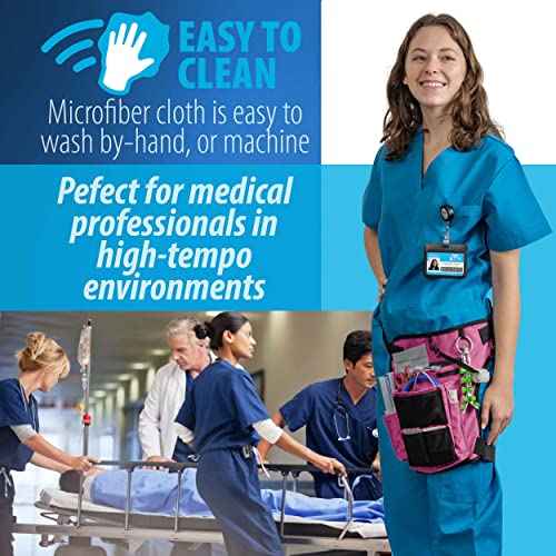 Nurse Fanny Pack w/Elastic Leg Band - Multi Compartment Waist Organizer Tool Bag for Students, Practitioners & Medical Professionals (Precision Pink)