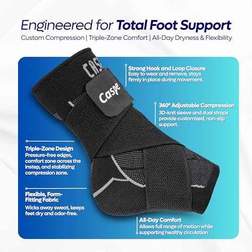 Caspe 2 Pack Breathable Ankle Brace for Women & Men with Adjustable X-Strap ? 3D Knit Compression Support, Helps with Plantar Fasciitis, Achilles Tendon, and Ankle Stability (Black, Large)