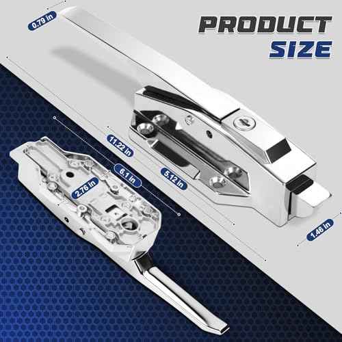 Walk in Cooler Door Handle,Walk in Freezer Door latches Heavy Duty kit with Key and Solid Metal Push Rod, Offset -1/5 In-3/5 in(Offset) and 5.9" Solid Metal Interior Release Handle