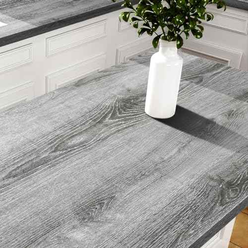 Stickyart Thick Grey Wood Cabinet Wallpaper Wood Grain Contact Paper Peel and Stick Vintage Wallpaper Self Adhesive Removable Gray Wood Paper for Countertops Cabinets Drawers Closet Shelves 12"x80"
