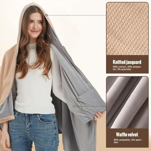 Heated Shawl Wraps for Women Men - Electric Blanket with Hoodie, Winter Warm Shawl Heating Scarf for Camping Fishing
